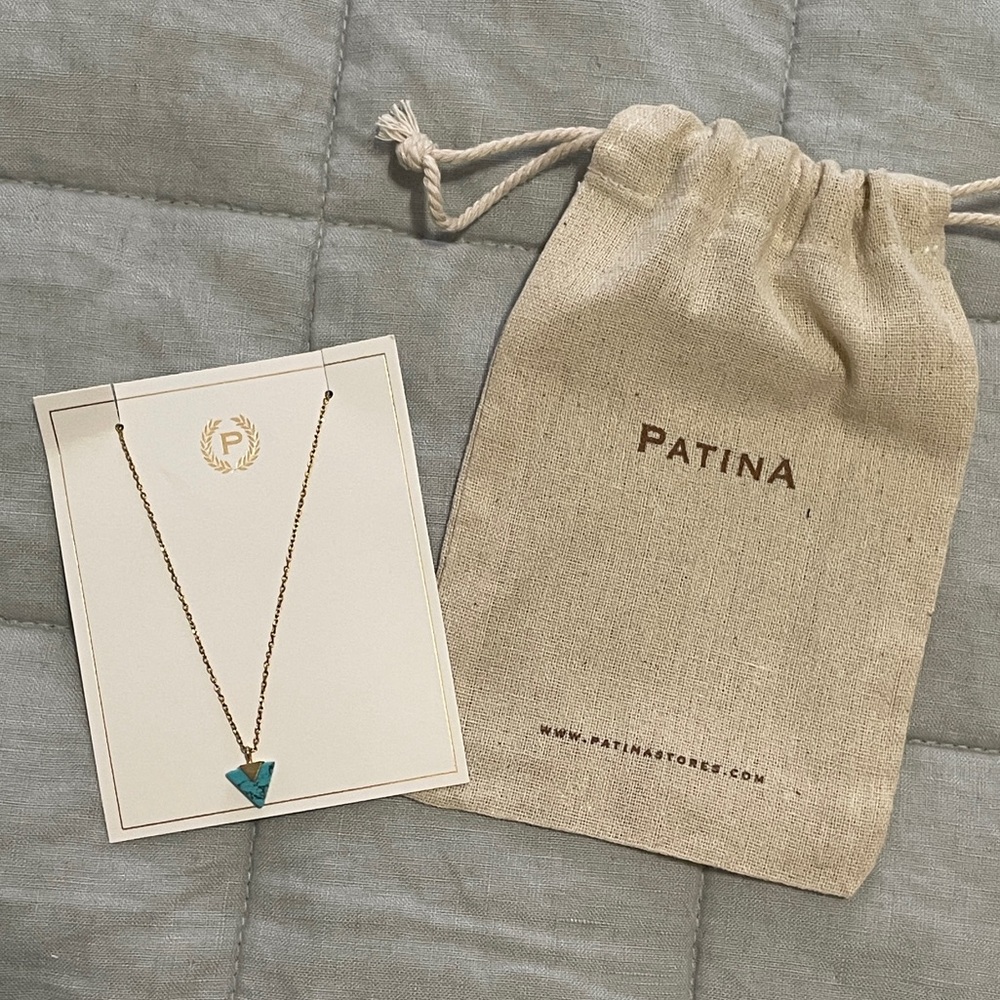 Patina Gold and Turquoise Necklace